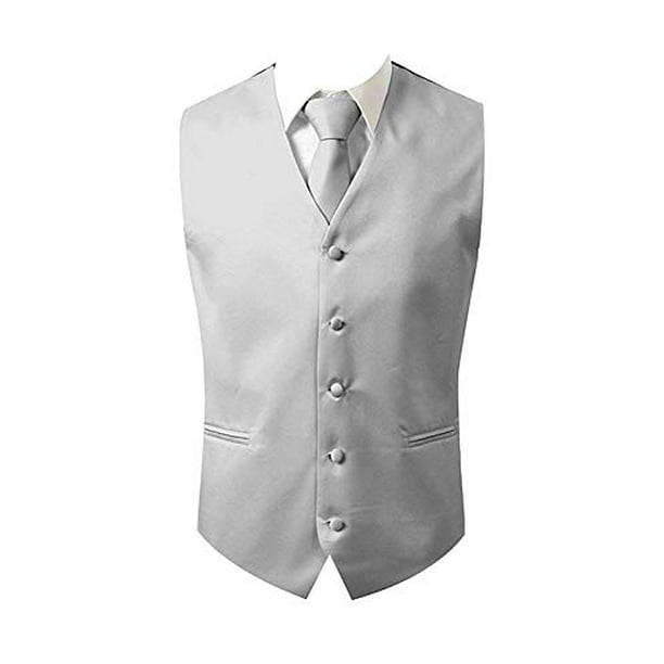 Brand Q 3pc Mens Dress Vest Necktie Pocket Square Set For Suit or Tuxedo